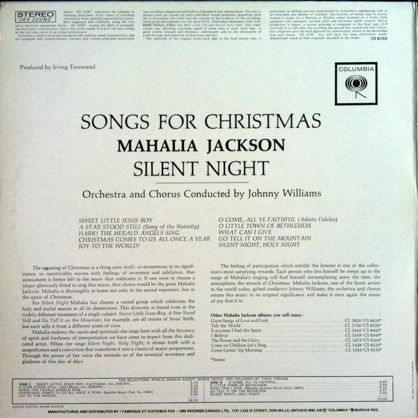 Mahalia Jackson - Silent Night - Songs For Christmas | Columbia (CS 8703) - 2 Mahalia Jackson - Silent Night - Songs For Christmas | Columbia (CS 8703) - 2
