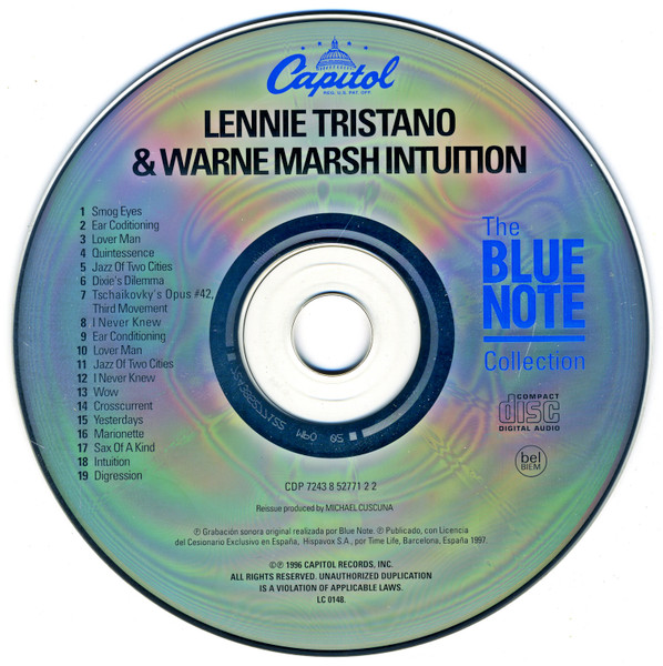 Lennie Tristano & Warne Marsh - Intuition | Capitol Jazz (CDP 7243 8 52771 2 2) - 4