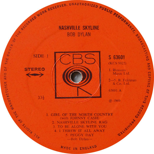 Bob Dylan - Nashville Skyline | CBS (S 63601) - 3 Bob Dylan - Nashville Skyline | CBS (S 63601) - 3