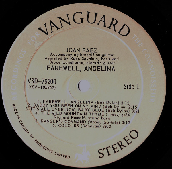 Joan Baez - Farewell, Angelina | Vanguard (VSD-79200) - 3 Joan Baez - Farewell, Angelina | Vanguard (VSD-79200) - 3