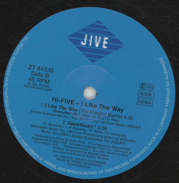 Hi-Five - I Like The Way (The Kissing Game) | Jive (ZT 44518) - 4