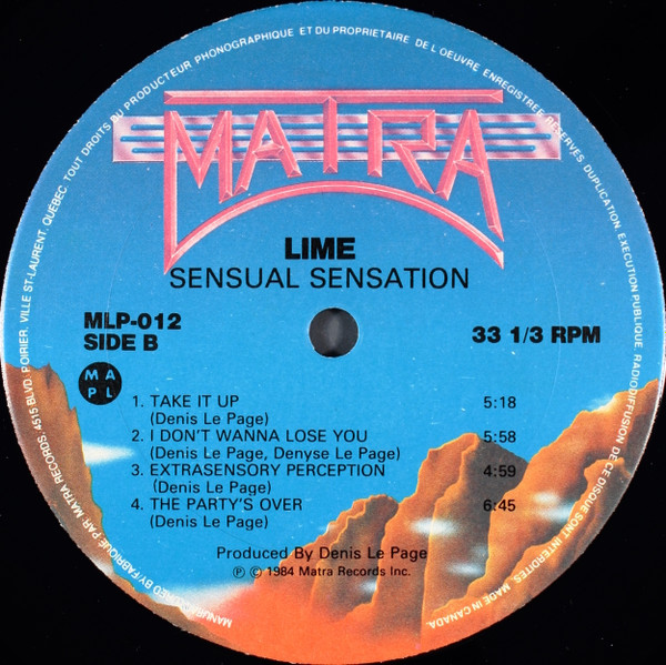 Lime - Sensual Sensation [Vinyl] | Matra (MLP-012) - 4