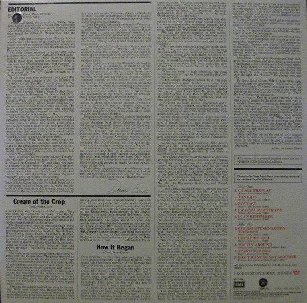 Raspberries - Raspberries' Best - Featuring Eric Carmen | Capitol Records (ST-11524) - 2 Raspberries - Raspberries' Best - Featuring Eric Carmen | Capitol Records (ST-11524) - 2