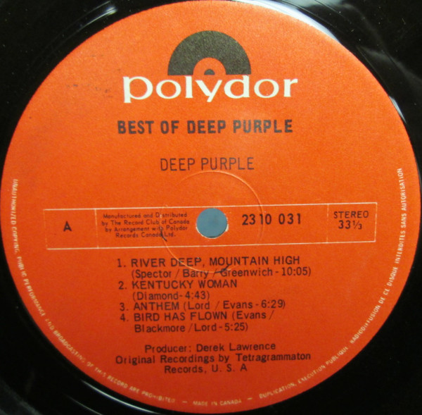 Deep Purple - Best Of Deep Purple [Vinyl] | Polydor (2310 031) - 3