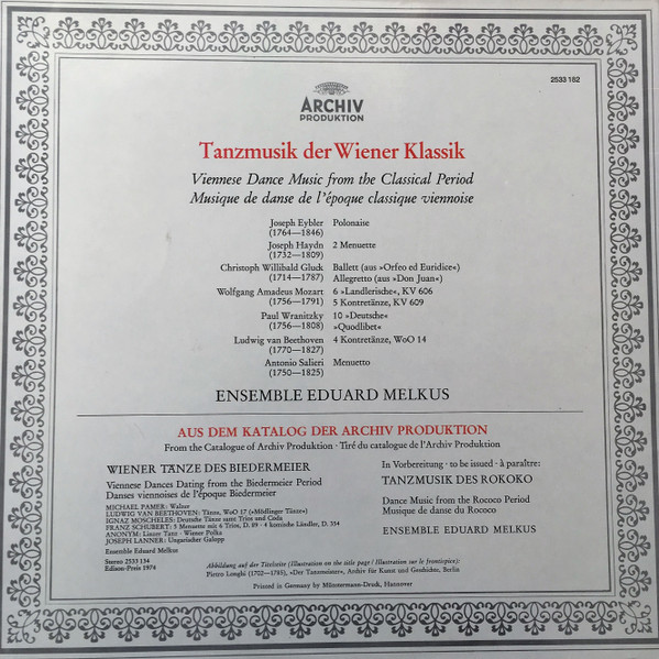 Ensemble Eduard Melkus - Tanzmusik Der Wiener Klassik | Archiv Produktion (2533 182) - 2 Ensemble Eduard Melkus - Tanzmusik Der Wiener Klassik | Archiv Produktion (2533 182) - 2