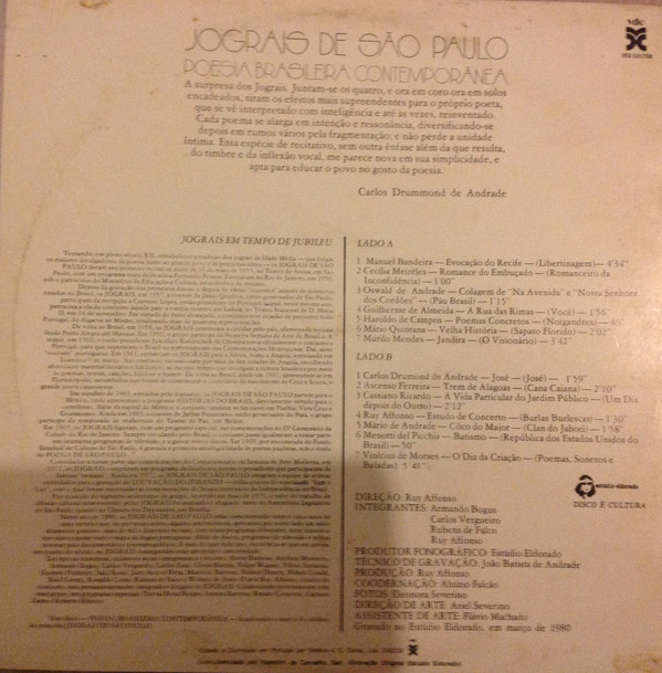 Jograis De São Paulo - Poesia Brasileira Contemporânea | VDC (VED-5017DB)