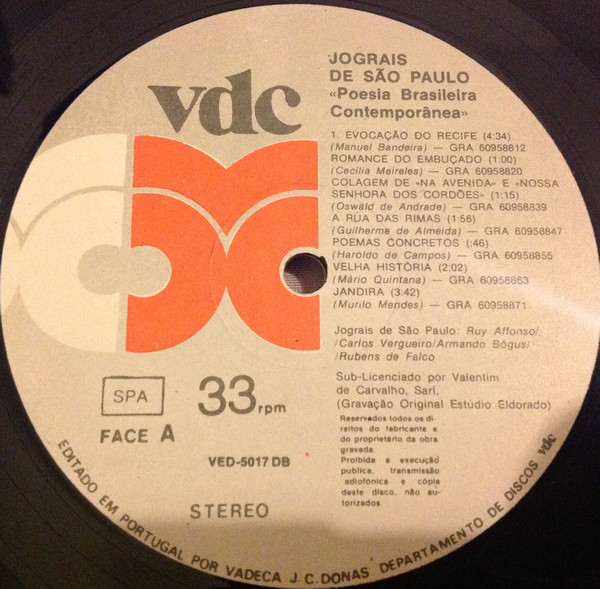 Jograis De São Paulo - Poesia Brasileira Contemporânea | VDC (VED-5017DB) - 2 Jograis De São Paulo - Poesia Brasileira Contemporânea | VDC (VED-5017DB) - 2