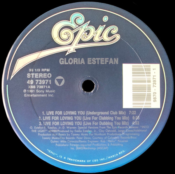 Gloria Estefan - Live For Loving You | Epic (49 73971) - 3