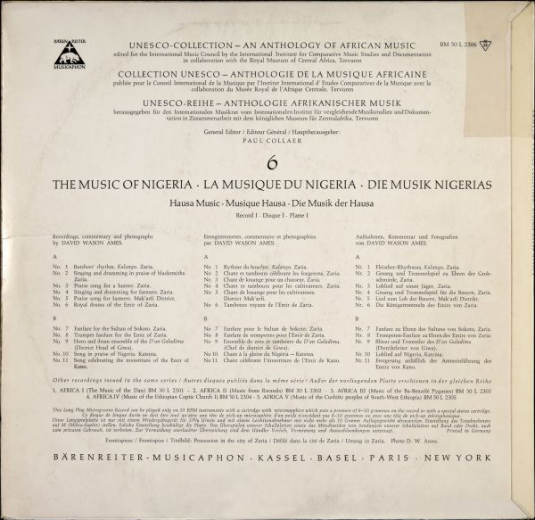 Hausa - Nigeria-Hausa Music I - The Music Of Nigeria | Bärenreiter-Musicaphon (BM 30 L 2306) - 2 Hausa - Nigeria-Hausa Music I - The Music Of Nigeria | Bärenreiter-Musicaphon (BM 30 L 2306) - 2