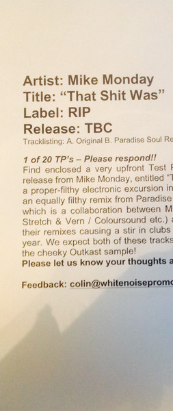 Mike Monday - That Shit Was | Rip Records (RIP 029) - 2 Mike Monday - That Shit Was | Rip Records (RIP 029) - 2