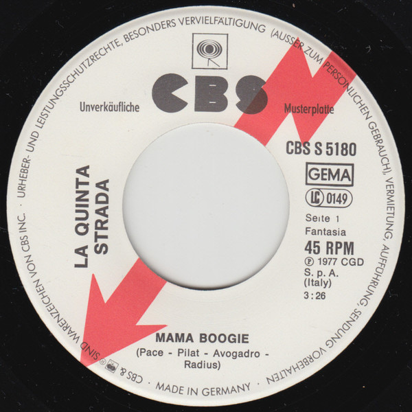 La Quinta Strada - Mama Boogie / I Believe Her | CBS (CBS S 5180) - 3