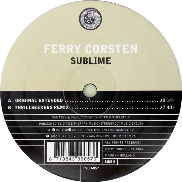 Ferry Corsten - Sublime | Tsunami (TSU 6057) - main
