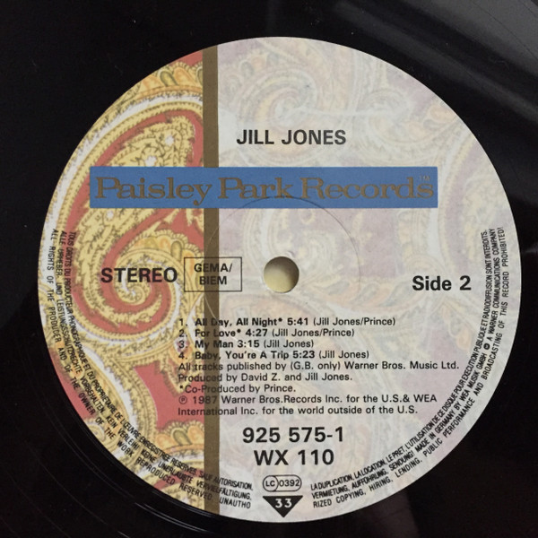 Jill Jones - Jill Jones | Paisley Park (WX 110) - 3