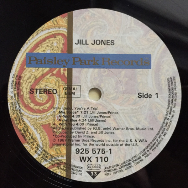 Jill Jones - Jill Jones | Paisley Park (WX 110) - 2