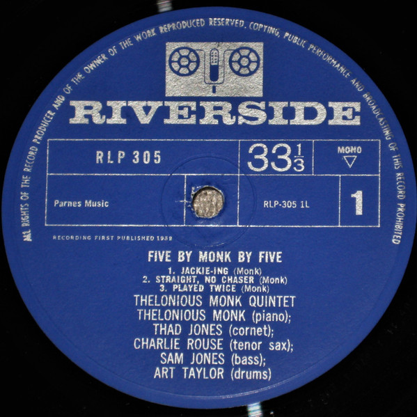 The Thelonious Monk Quintet - 5 By Monk By 5 | Riverside Records (RLP 305) - 3 The Thelonious Monk Quintet - 5 By Monk By 5 | Riverside Records (RLP 305) - 3