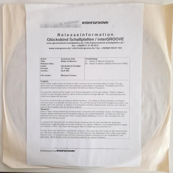 Someone Else - Water In Mexico EP | Glückskind Schallplatten (glk002) - main Someone Else - Water In Mexico EP | Glückskind Schallplatten (glk002) - main