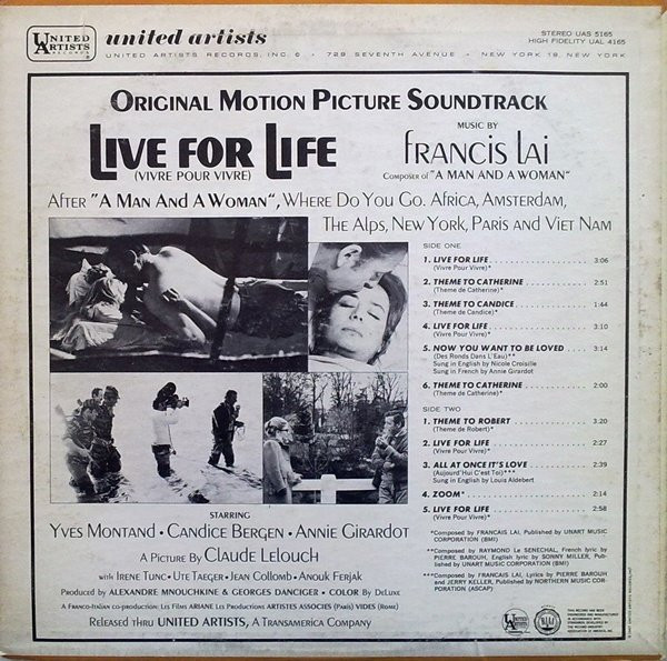 Francis Lai - Live For Life (Vivre Pour Vivre) | United Artists Records (UAS 5165) - 2