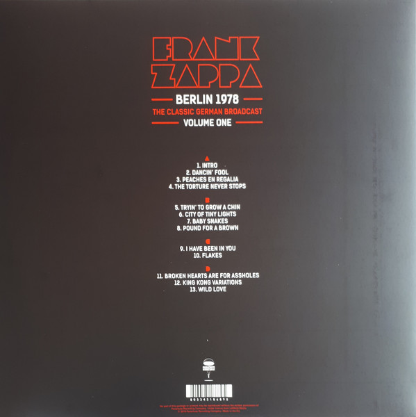 Frank Zappa - Berlin 1978 Volume One | Parachute Recording Company (PARA262LP) - 2