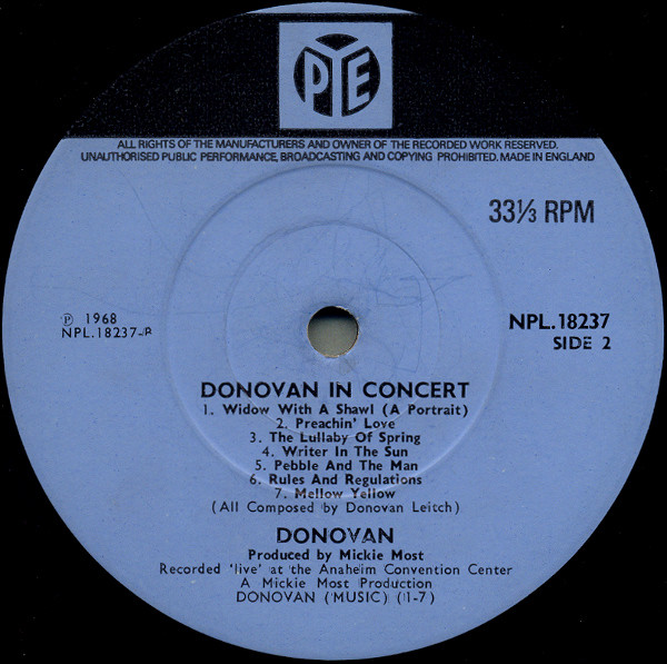 Donovan - Donovan In Concert | Pye Records (NPL 18237) - 3 Donovan - Donovan In Concert | Pye Records (NPL 18237) - 3
