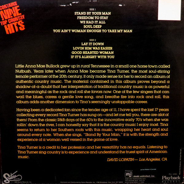 Tina Turner - Stand By Your Man | Sutra Records (PLL 12001) - 2