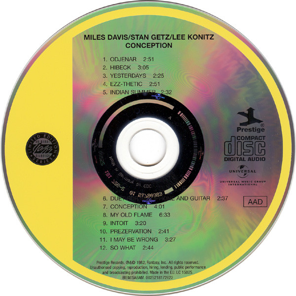 Miles Davis , Stan Getz , Lee Konitz - Conception | Original Jazz Classics (0025218172622) - 3