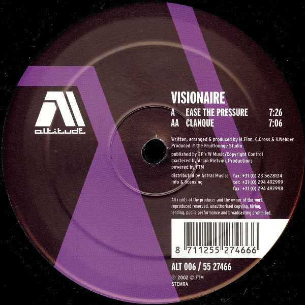 Visionaire - Ease The Pressure / Clanque | Altitude (ALT 006) - main