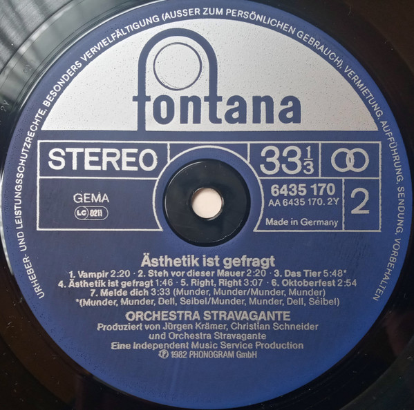 Orchestra Stravagante - Ästhetik Ist Gefragt | Fontana (6435 170) - 4 Orchestra Stravagante - Ästhetik Ist Gefragt | Fontana (6435 170) - 4