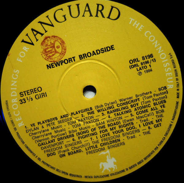 Various - Newport Broadside | Vanguard (ORL 8196) - 3