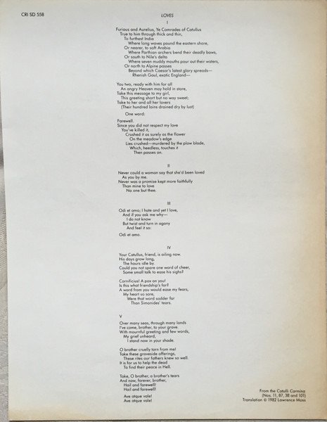 San Francisco Contemporary Music Players , Lawrence Moss , Edwin Dugger , Conrad Cummings , Andrew Frank - The San Francisco Contemporary Music Players | Composers Recordings Inc. (CRI) (CRI SD 558) - 4 San Francisco Contemporary Music Players , Lawrence Moss , Edwin Dugger , Conrad Cummings , Andrew Frank - The San Francisco Contemporary Music Players | Composers Recordings Inc. (CRI) (CRI SD 558) - 4