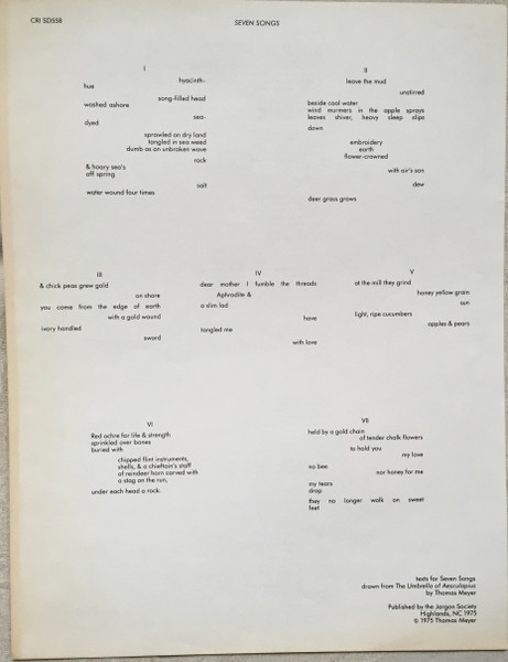 San Francisco Contemporary Music Players , Lawrence Moss , Edwin Dugger , Conrad Cummings , Andrew Frank - The San Francisco Contemporary Music Players | Composers Recordings Inc. (CRI) (CRI SD 558) - 3 San Francisco Contemporary Music Players , Lawrence Moss , Edwin Dugger , Conrad Cummings , Andrew Frank - The San Francisco Contemporary Music Players | Composers Recordings Inc. (CRI) (CRI SD 558) - 3