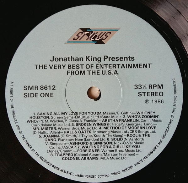 Various - Jonathan King Presents The Very Best Of Entertainment From The U.S.A. | Stylus Music (SMR 8612) - 3