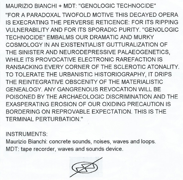 Maurizio Bianchi / Museo Della Tortura - Genologic Technocide | Spatter (SPCD3) - 4