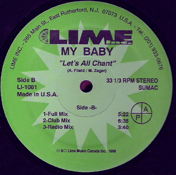 My Baby - Upside Down / Let's All Chant | Lime Inc. (LI-1081) - 2