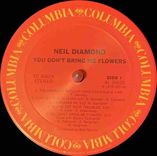 Neil Diamond - You Don't Bring Me Flowers | Columbia (FC 35625) - 3 Neil Diamond - You Don't Bring Me Flowers | Columbia (FC 35625) - 3