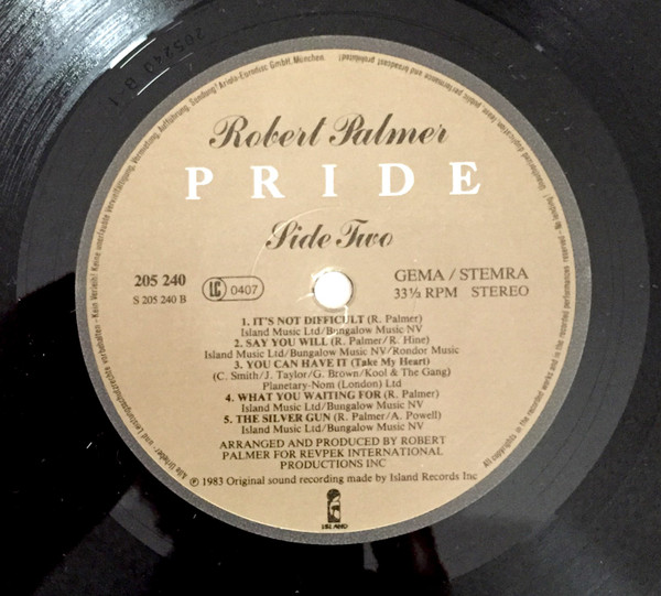 Robert Palmer - Pride | Island Records (205 240-320) - 4 Robert Palmer - Pride | Island Records (205 240-320) - 4