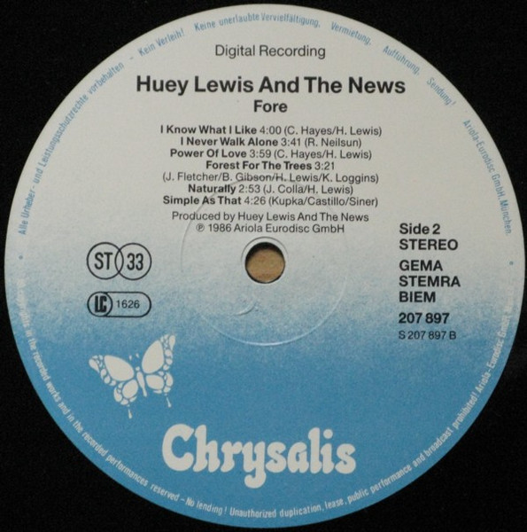 Huey Lewis & The News - Fore! | Chrysalis (207 897) - 4
