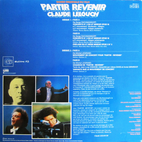 Sergei Vasilyevich Rachmaninoff , Michel Legrand - Partir Revenir (Bande Originale Du Film) | Editions 23 (240 644-1) - 3 Sergei Vasilyevich Rachmaninoff , Michel Legrand - Partir Revenir (Bande Originale Du Film) | Editions 23 (240 644-1) - 3