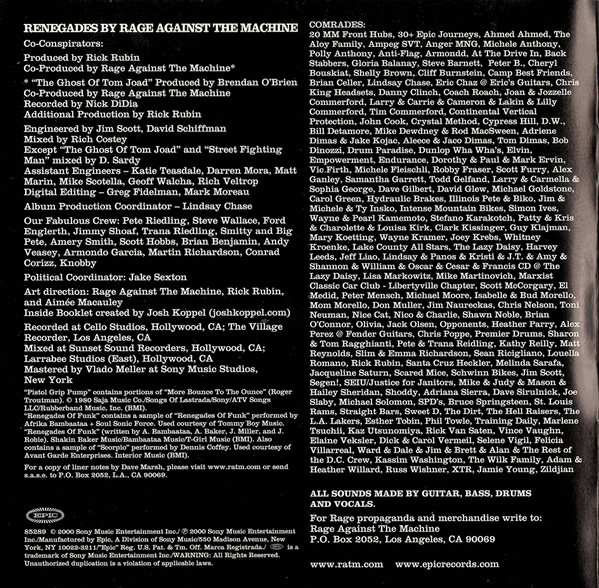Rage Against The Machine - Renegades | Epic (EK 85289) - 3 Rage Against The Machine - Renegades | Epic (EK 85289) - 3