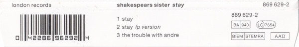 Shakespear's Sister - Stay | London Records (869 629-2) - 2