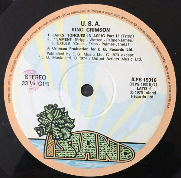 King Crimson - USA | Island Records (ILPS 19316) - 3 King Crimson - USA | Island Records (ILPS 19316) - 3
