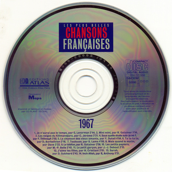 Various - Les Plus Belles Chansons Françaises - 1967 | Editions Atlas (FRA CD 006) - 4 Various - Les Plus Belles Chansons Françaises - 1967 | Editions Atlas (FRA CD 006) - 4