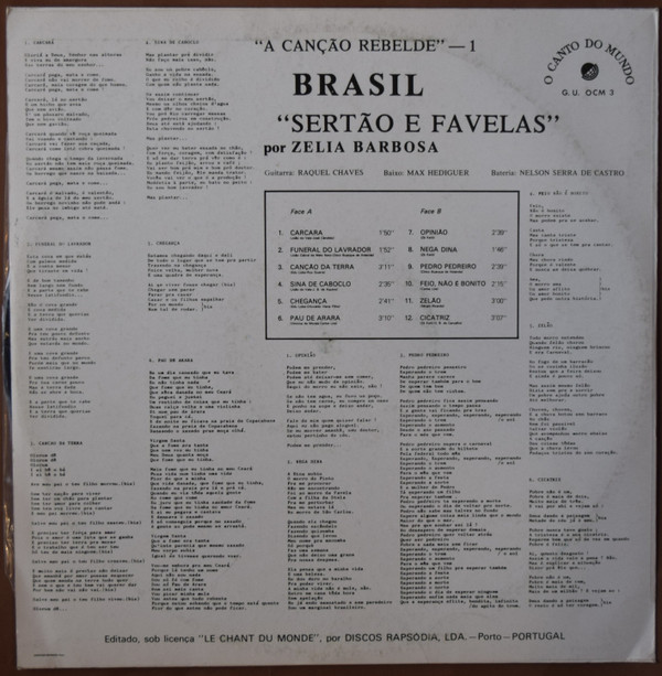 Zélia Barbosa - Brasil (Sertão & Favelas) | O Canto Do Mundo (G.U. OCM 3)