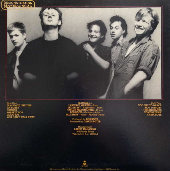 Payola$ - In A Place Like This | I.R.S. Records (SP 70017) - 2