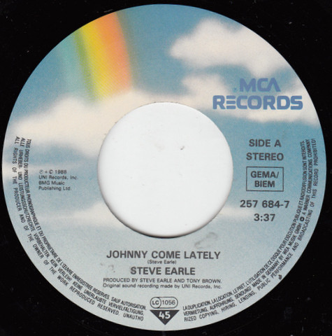 Steve Earle - Johnny Come Lately | MCA Records (257 684-7) - 3
