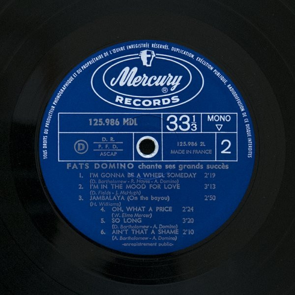 Fats Domino - Chante Ses Grands Succès (12") [Vinyl] | Mercury (125.986 MDL) - 4