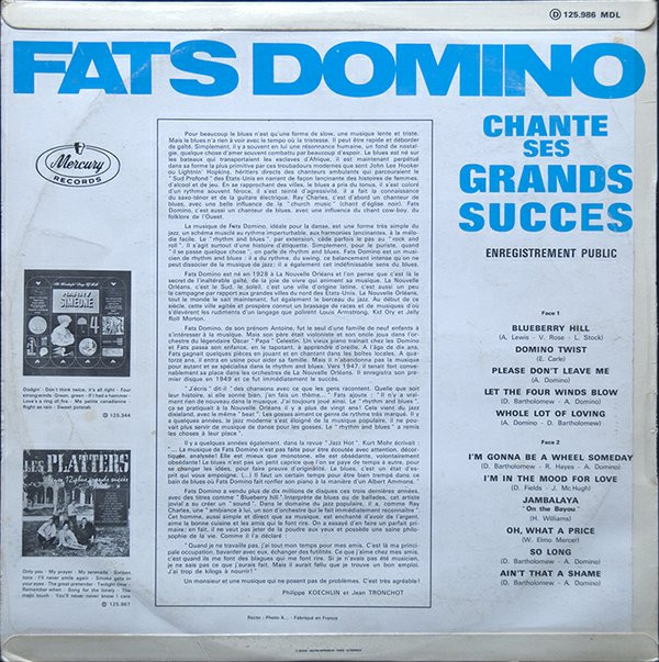 Fats Domino - Chante Ses Grands Succès (12") [Vinyl] | Mercury (125.986 MDL) - 2