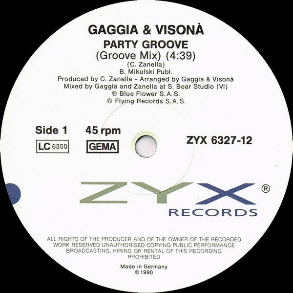 Luciano Gaggia & Roberto Visona - Party Groove | ZYX Records (ZYX 6327-12) - 3