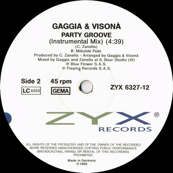 Luciano Gaggia & Roberto Visona - Party Groove | ZYX Records (ZYX 6327-12) - 4