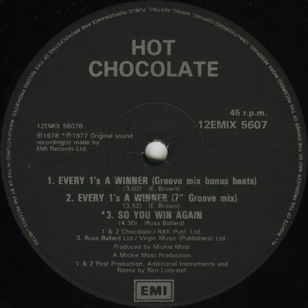 Hot Chocolate - Every 1's A Winner (Groove Mix) | EMI (12EMIX 5607) - 4 Hot Chocolate - Every 1's A Winner (Groove Mix) | EMI (12EMIX 5607) - 4