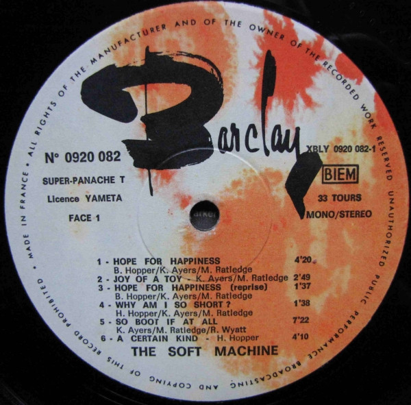 Soft Machine - The Soft Machine | Barclay (920 082) - 3